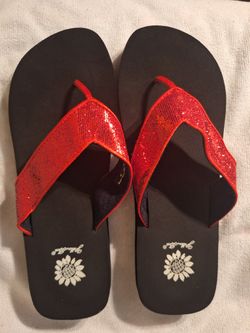 Red Sparkle Flip Flops