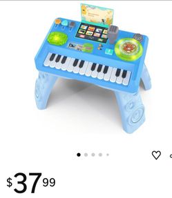 Baby DJ Table for Toddlers 1-3, Baby Musical Piano Toys 6-9-12-18 Months Toddler Activity Learning DJ Mixing Table with Music & Light Educational Toy 