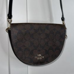 Coach, Ellen, Crossbody Bag, Signature Coated Canvas, Smooth Leather, Color Brown and Black,
