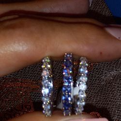 925SS TRIO Ring  Set .. Lab Tanzanites & CZs