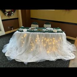 2 -DOUBLE Tulle Table Skirt EXTRA LONG , Floating Tutu Tulle Table Skirt, Puddle Length, Pooling Tableskirt