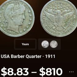 1911 SILVER   BARBER QUARTER 