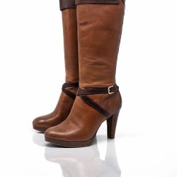 COLE HAAN Poppy Cognac Leather Riding High Heel Tall Boots 