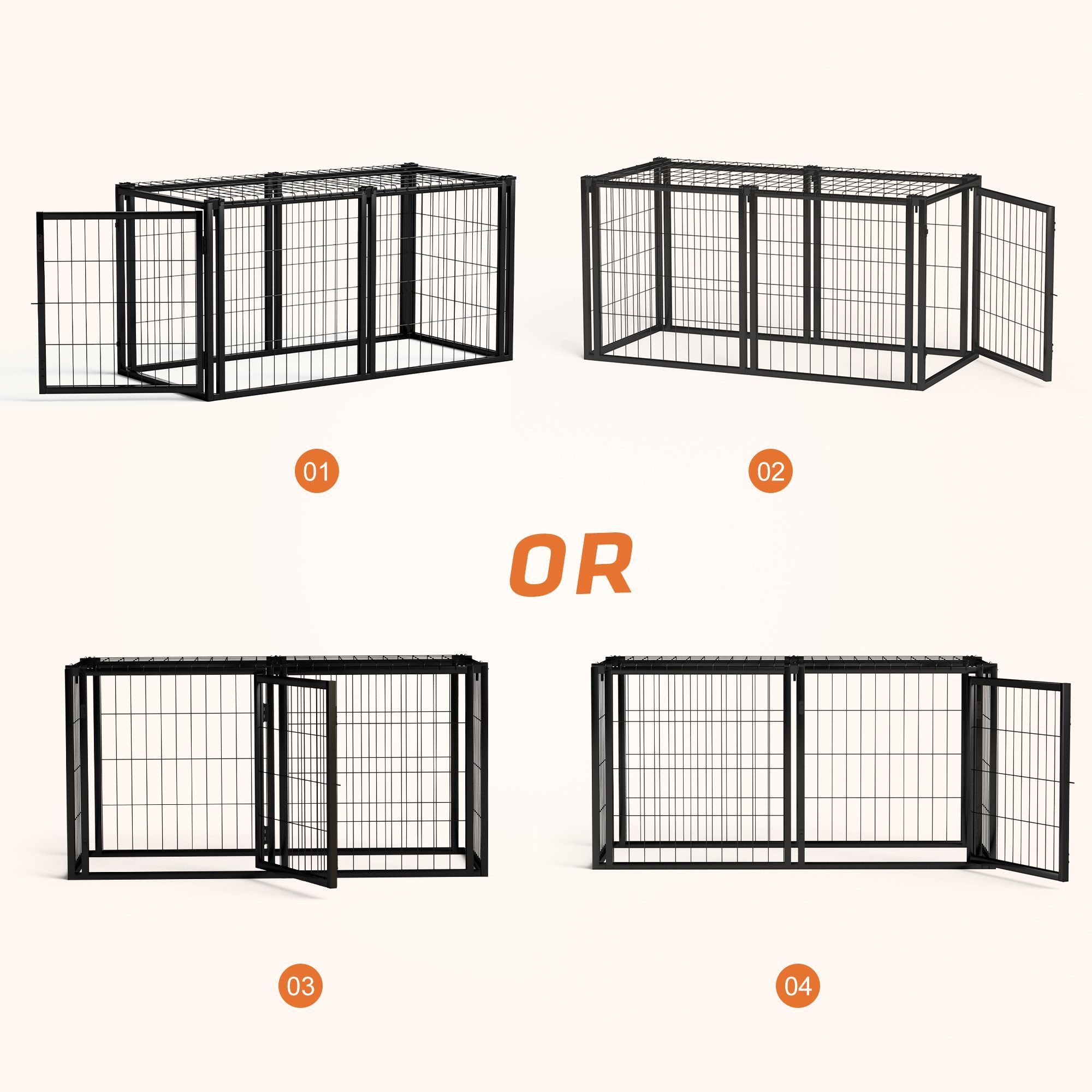 Dog Crate 47.2 Dog Kennel for Small Medium Dogs, Puppy Dog Playpen with Top, Pet Cage, Indoor, Black.47.2L x 22W x 24H.