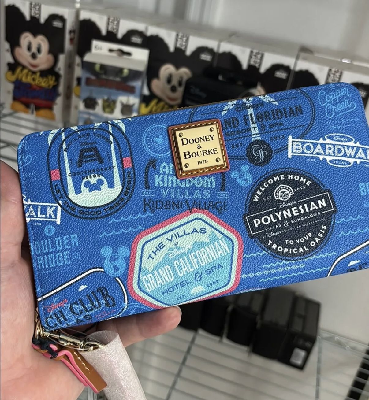 Dooney & Bourke Blue Disney Vacation Club Zip PVC Leather Wristlet Wallet - MSRP $168
