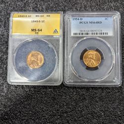Two Graded Lincoln Cents