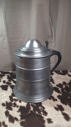 Vintage Pewter Beer Stein with Hinged Lid Ice Holder