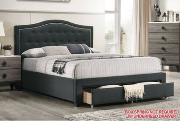 Brand new charcoal gray queen bed ( mattress sold separately