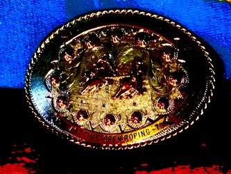 Vintage Open Roping Rodeo Trophy Belt Buckle