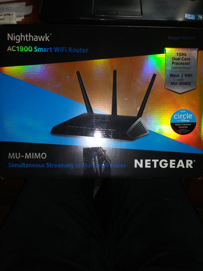 Netgear Nighthawk AC 1900 Smart Wi-Fi Router Model R6 900p Mu - Mimo