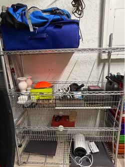 Metal standing shelves & storage