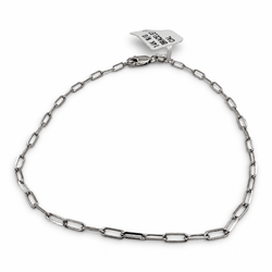 14k White Gold Paper Clip 7.25" Bracelet. (New)