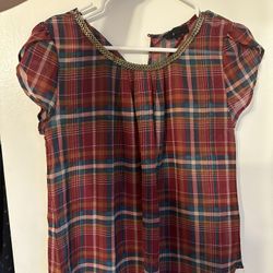 Plaid Blouse Like T-shirt