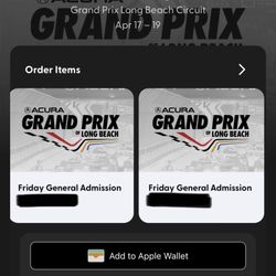  Long Beach Friday 4/17 Grand Prix Tickets 