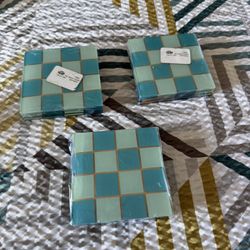 Retro Teal/White coasters