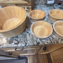 5 piece wooden bowl set