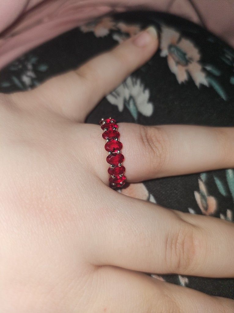 Sterling Silver And Ruby Cubic Zirconia