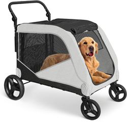 Extra Large Dog Stroller for Large Dogs,Pet Stroller for Medium Dogs 30/40/ 50 lbs, Dog Carts with 4 Wheels,Adjustable Handle & Breathable Mesh