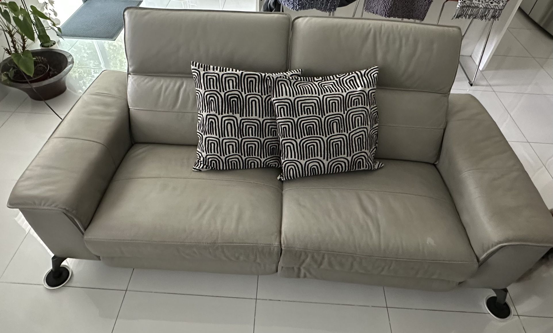 Reclining Leather Gray Sofa