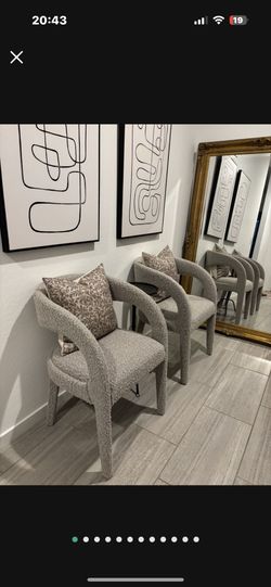 Modway Pinnacle Boucle Upholstered Dining Chair Set of Two, Taupe