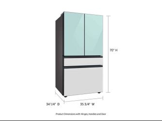 Bespoke 29 cu. ft. Standard Depth Morning Blue/White Glass 4-Door French Door Smart Refrigerator wit