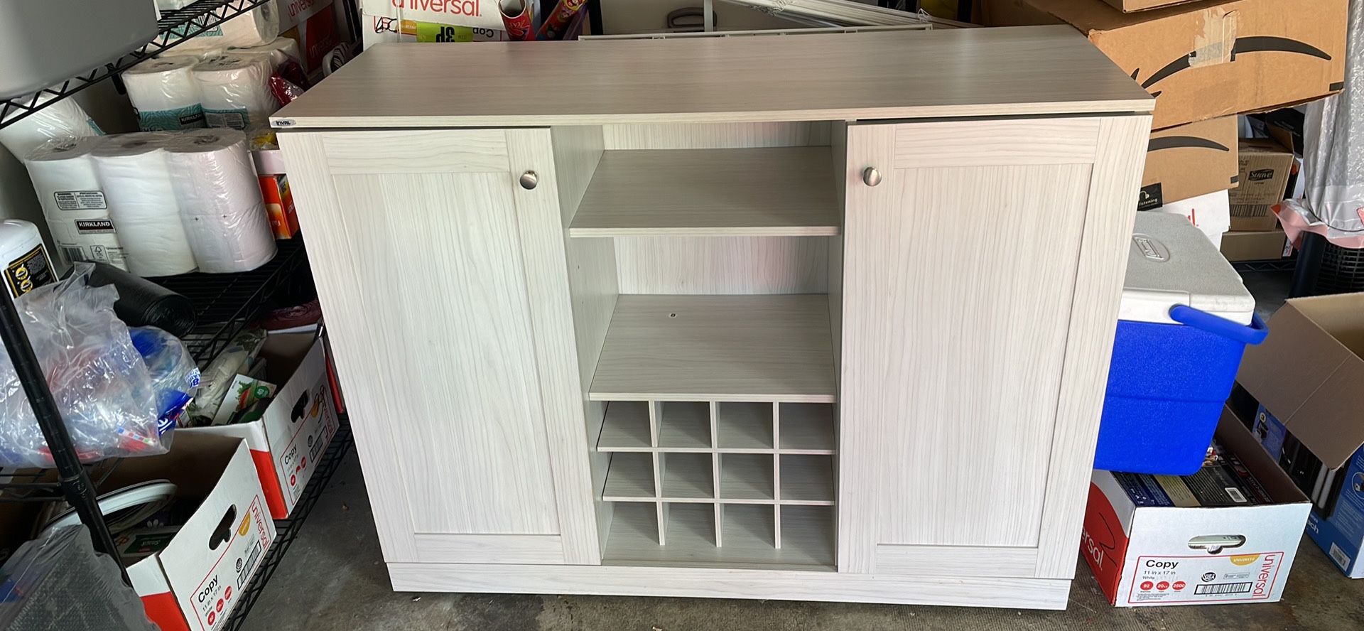 White Washed Oak Buffet With Wine Storage