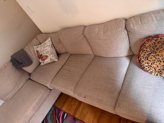 Beige Fabric Sectional Sofa + Additional Sofa chair w/ storage