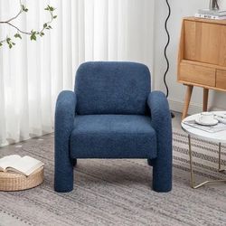 Modern Unique Design Upholstered Accent Chair for Living Room - Navy