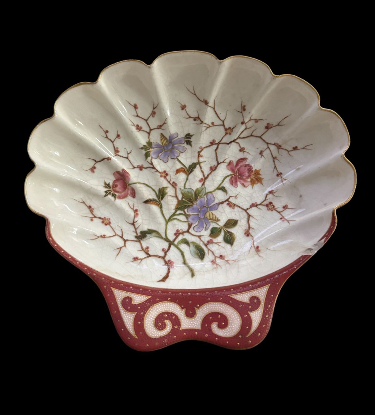 Antique Victorian Carlsbad Bee Hive Mark Floral & Gilt Decorated Porcelain bowl