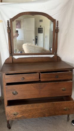 Antique Dresser And Matching Mirror Dresser