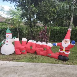 Vintage 2004 Noel Santa And Snowman Inflatable