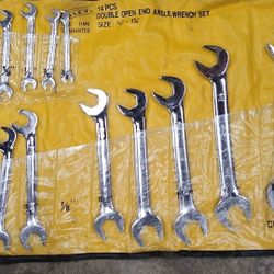14-piece open-ended angle wrench set