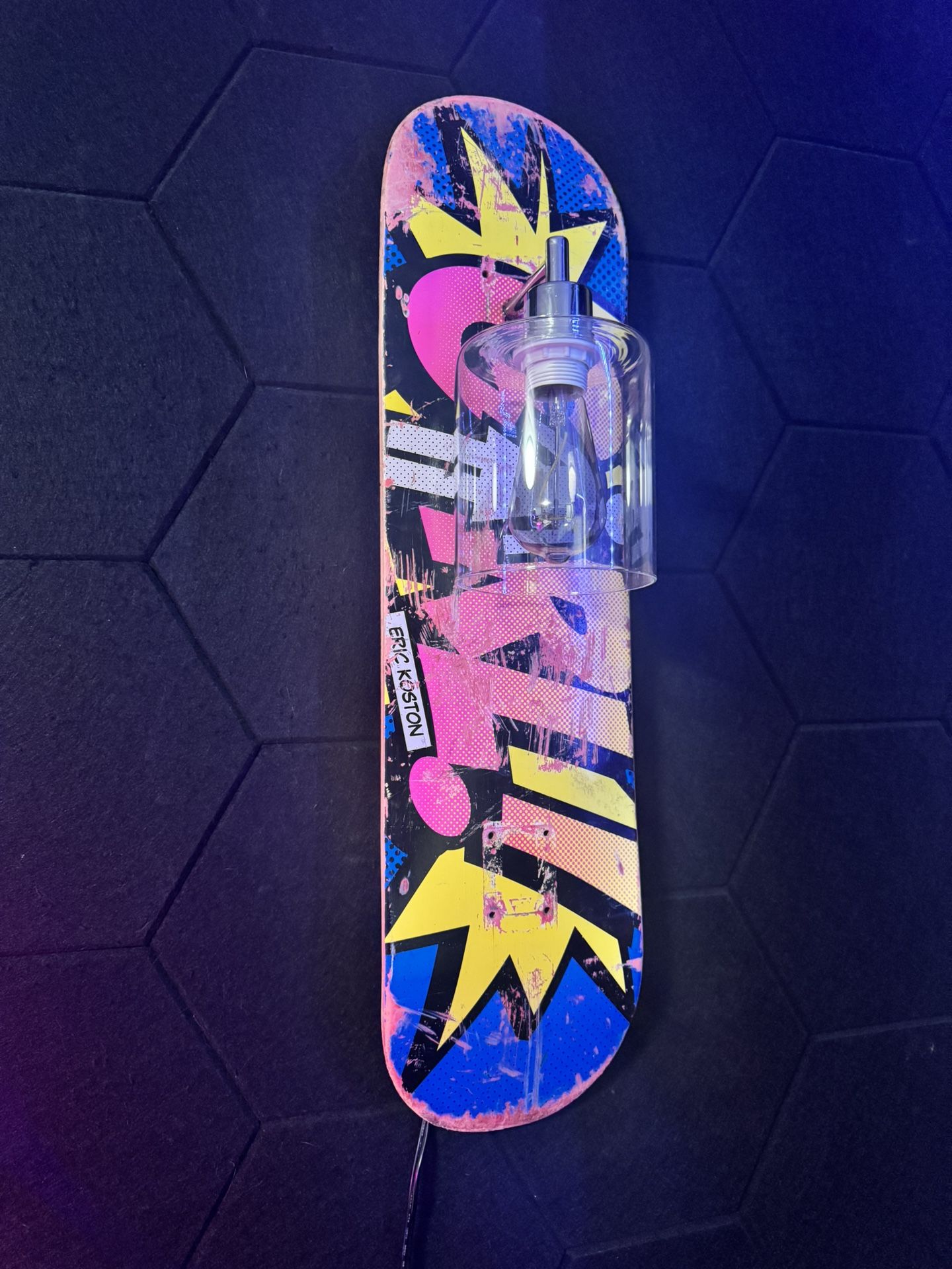 Custom Handmade Skateboard Lamp featuring a Rare Eric Koston Girl Deck