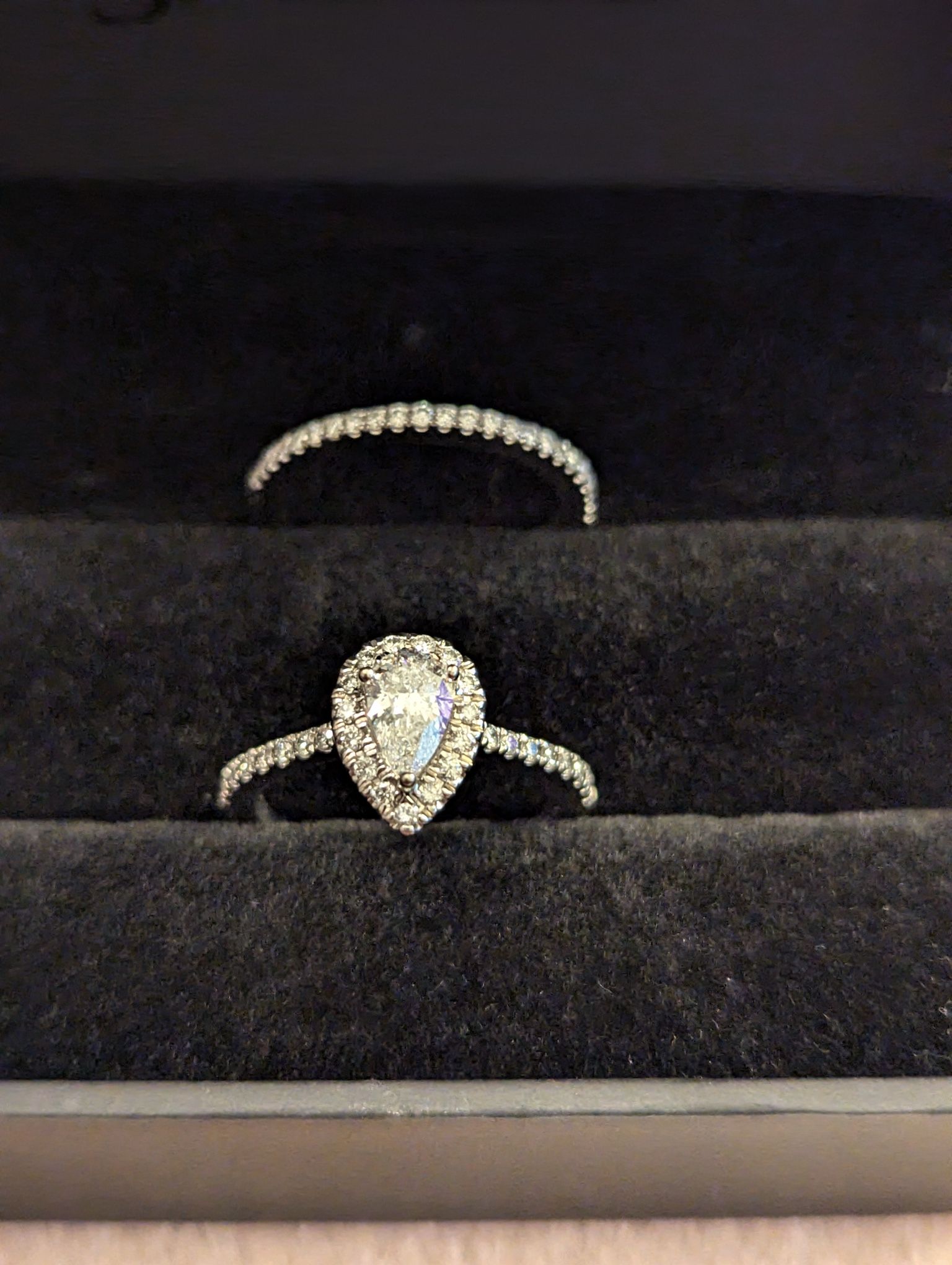 Jared .88 CTW Natural Diamond .50 CT Pear Shape 14K White Gold Engagement Ring