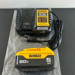 $80 NEW Dewalt Kit 5.0Ah Battery (20-Volt) + 4amp Dewalt Charger (model DCB1104)
