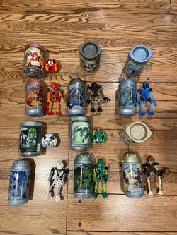 Lego Bionicle Toa Mata set, Bohrok set, and Bionicle Manas