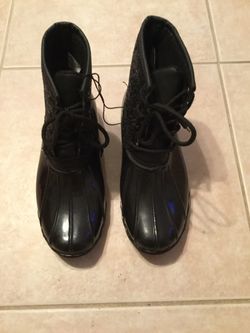 Womens Mucker Rubber Boots Black With Sparkles Size 6 NEW.
