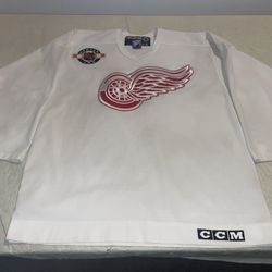 Detroit Red Wings Ccm Jersey Mens Large Euc Practice Mic Nhl White Vintage 90s