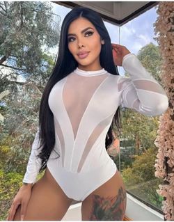 Sexy Colombian black bodysuit in Veil and Spandex Fabric One Size