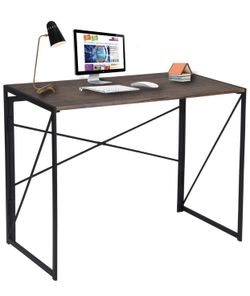 Modern Industrial Desk Brown Computer Folding