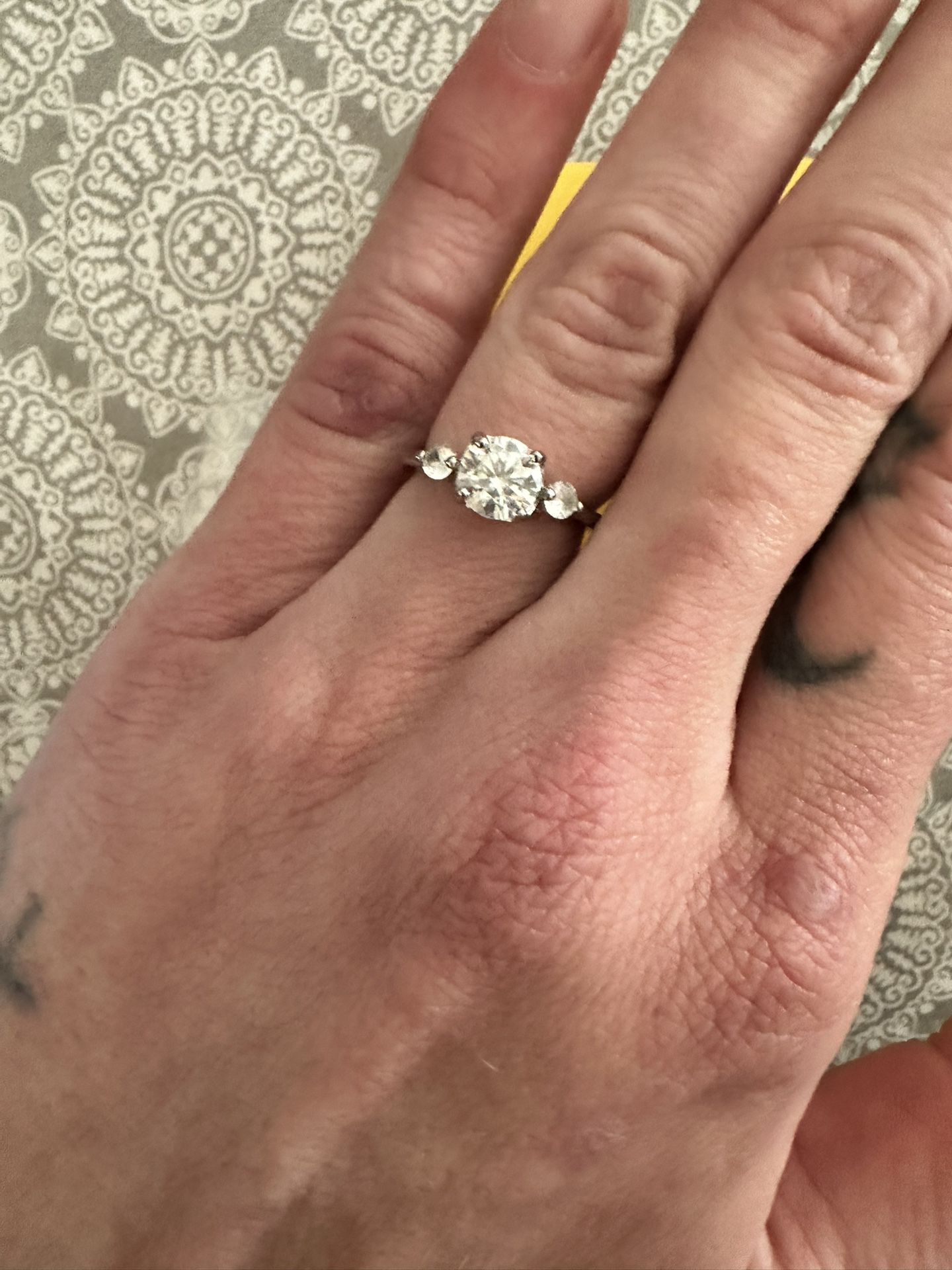 1 Ct 3 Stone Moissanite Adjustable Ring In Sterling Silver