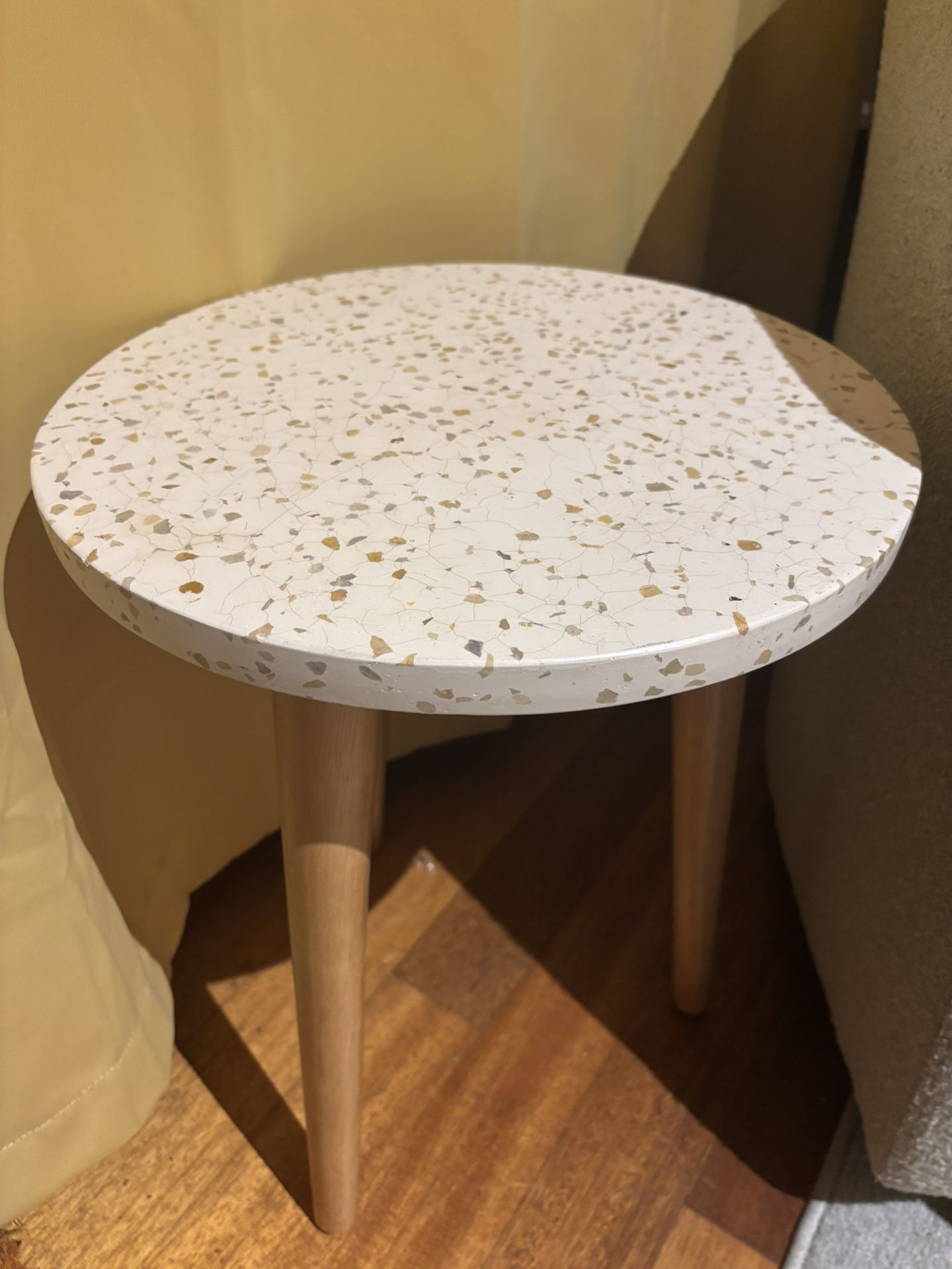 Terrazo Stone And Wood Side Table