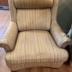 Silk Pinstripe Armchair With Slip Cover