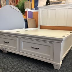 White Queen Size Platform Bed Frame