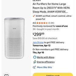 LEVOIT Core 600S Smart Air Purifier (Large Room, HEPA, WiFi, Alexa)