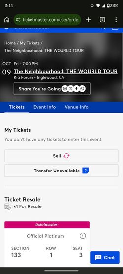 The Neighbourhood concert ticket- Kia Forum