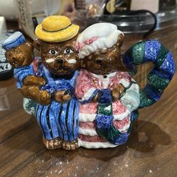 Vintage Brown Bear Family Ceramic Teapot - Express Productions - Hand Painted