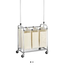 3 Bag Laundry Basked With Hanging Rack