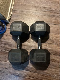DUMBBELL WEIGHTS (singles only)  1x70 and 1x75 lb $70 FIRM FOR BOTH