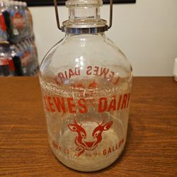 Lewes Dairy Gallon Milk Cow With Bell Glass Bottle